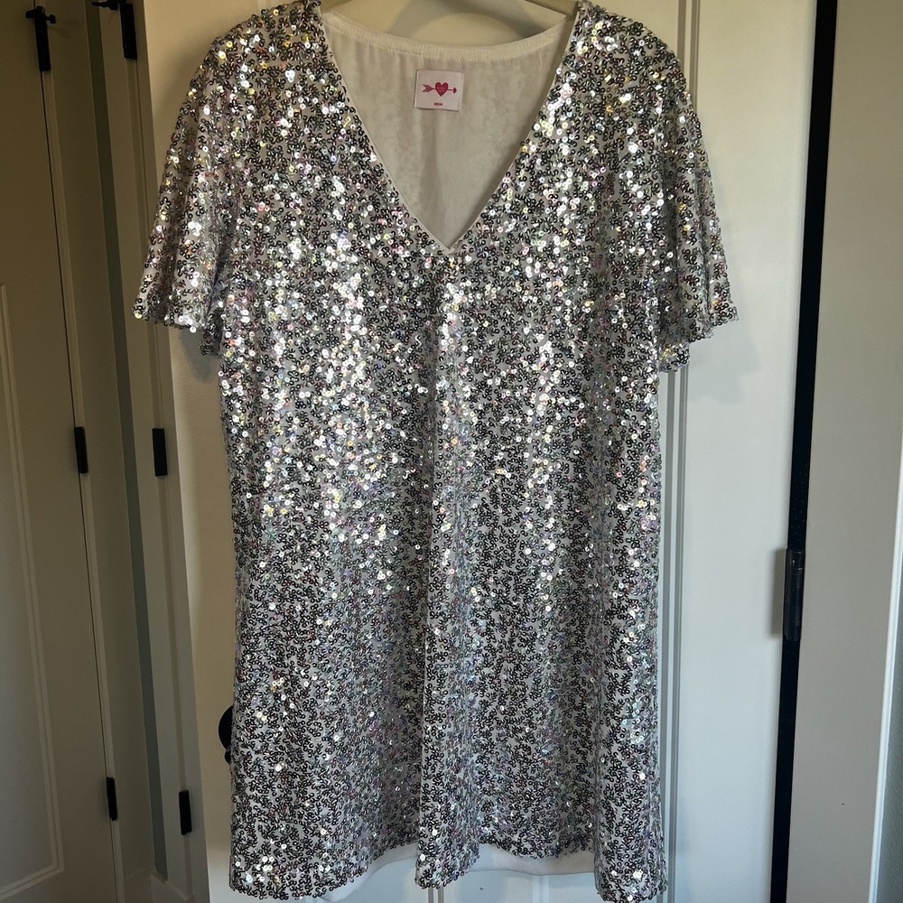 Buddy Love Silver Sequin Mini Dress